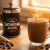 Continental Regular Blend Coffee jar and glass of brewed coffee for office and cafe vending