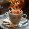 Atlantis coffee machine amazon brewed hot espresso in clear glass cup with saucer and sugar packets