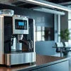 ATLANTIS COFFEE MACHINE stainless steel model for office use with digital display and coffee dispenser