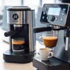 Two ATLANTIS COFFEE MACHINE models, stainless steel design, office use, brewing espresso and coffee