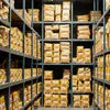 ATLANTIS PREMIX stacked boxes in warehouse shelves ready for vending and office use distribution
