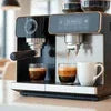 Black and silver automatic coffee machine Ghaziabad brewing espresso and coffee in an office setting