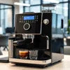 Black DeLonghi coffee machine model ECAM22.110.B used as an office coffee machine by coffee machine supplier in Gurgaon