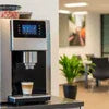 Atlantis coffee machine Delhi NCR black office model brewing coffee cup in modern workspace