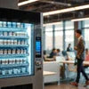 Modern coffee vending machine in office setting offering coffee machine rental services