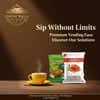 Atlantis Coffee Premix Plus 3 in 1 Vending Pack with cup and coffee beans on brown background
