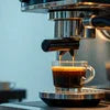 DeLonghi espresso coffee machine brewing espresso shot in black and silver for office use Amazon Coffee Machine Nagpur