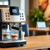 Atlantis Coffee Machine India stainless steel office espresso maker with dual spouts and digital display