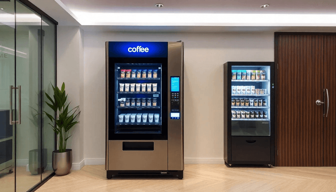 Sleek coffee vending machine in a modern Gurgaon office
