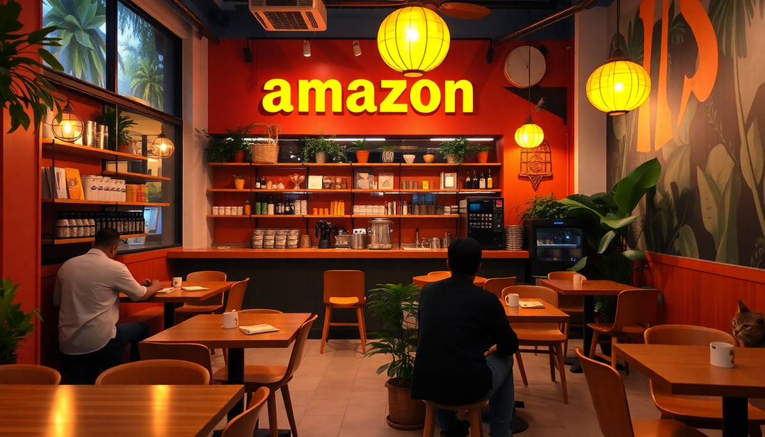 A vibrant Cafe Amazon coffee shop in India
