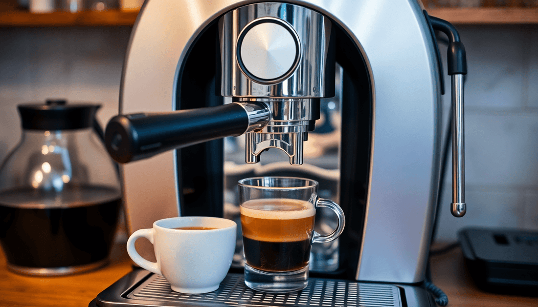 A modern coffee machine brewing fresh coffee in Delhi NCR