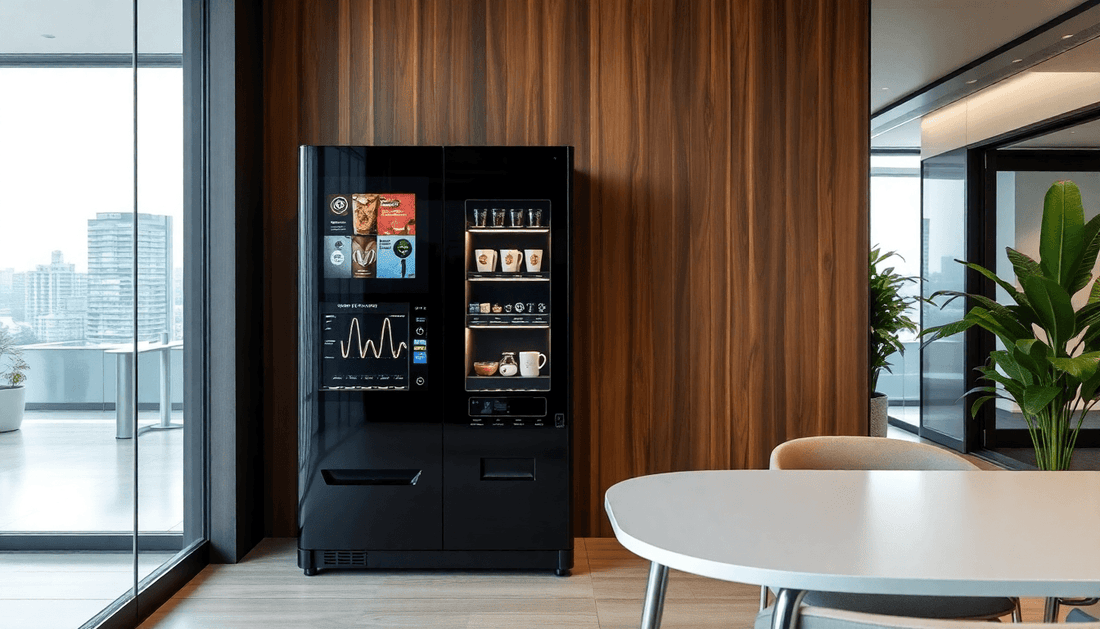 A sleek ATLANTIS Neo coffee vending machine in office