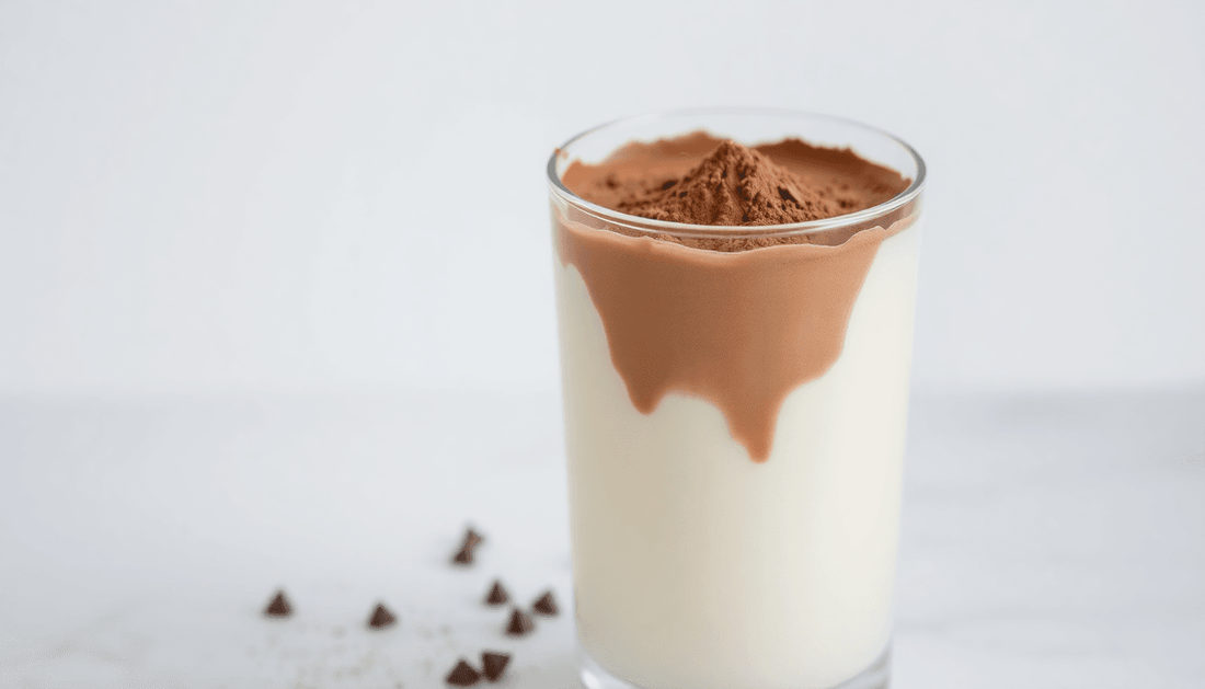 A glass of milk with Nestle Nesquik chocolate powder