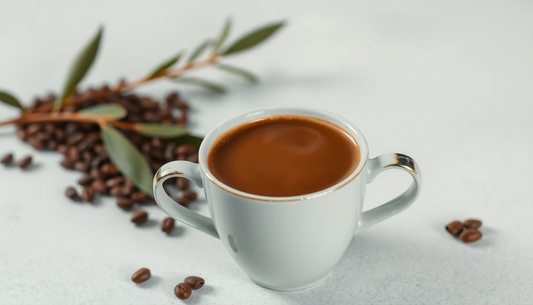 A steaming cup of premium Arabica instant coffee
