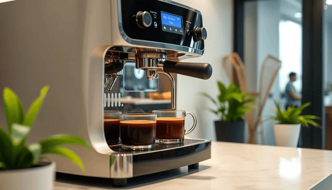 Modern coffee machine brewing coffee in Manipur office