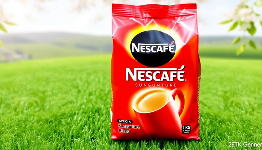 Nescafé coffee premix pack on grass showcasing one of the best coffee premix flavours for vending machines