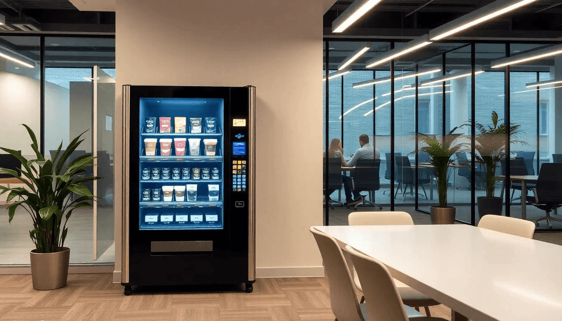 Modern coffee vending machine in an office setting