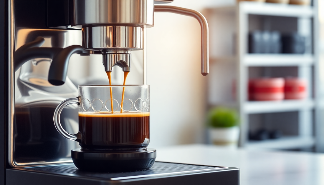 Close-up of coffee brewing from modern coffee vending machines Noida in an office kitchen setting