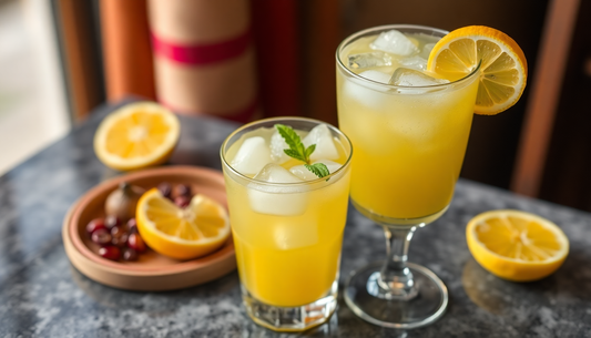 A refreshing glass of icy masala nimbu pani on a table