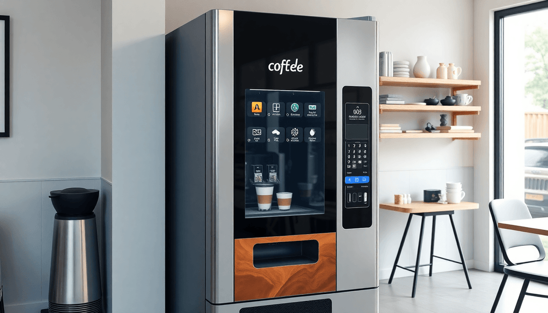 A modern coffee vending machine in a cafe