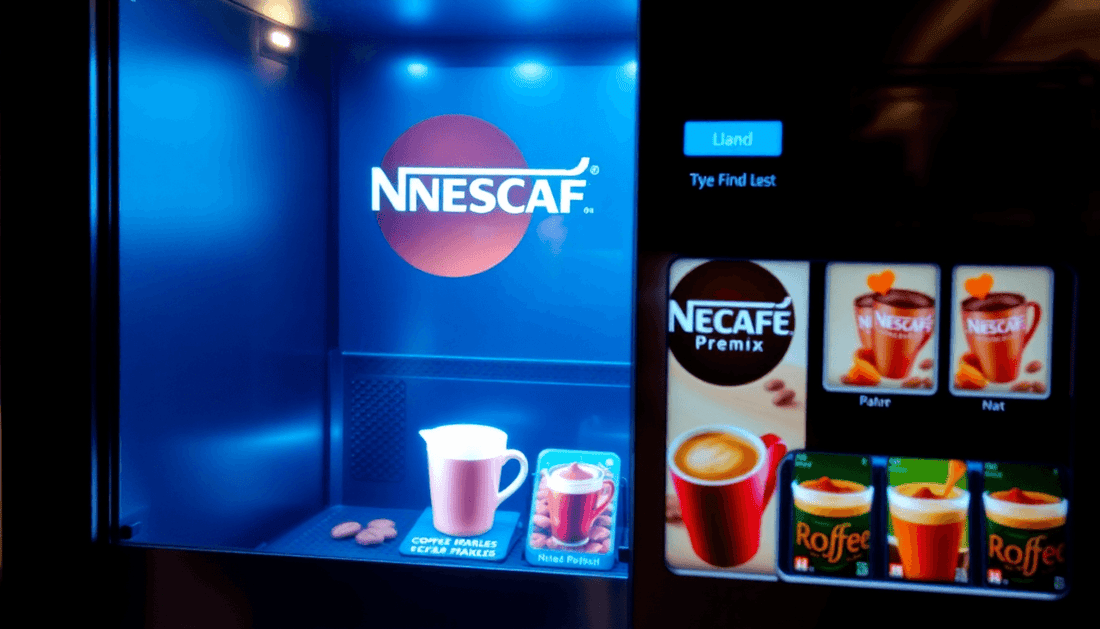 A vending machine dispensing Nescafe coffee premix