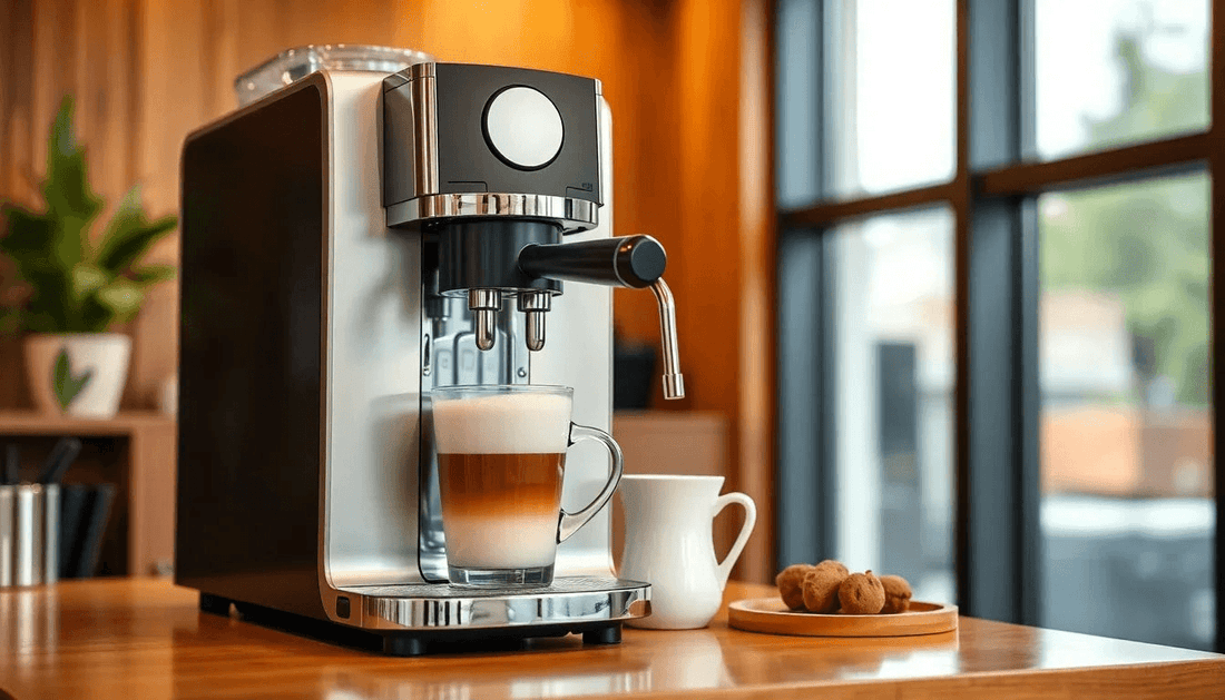 A modern coffee machine brewing coffee in Punjab office