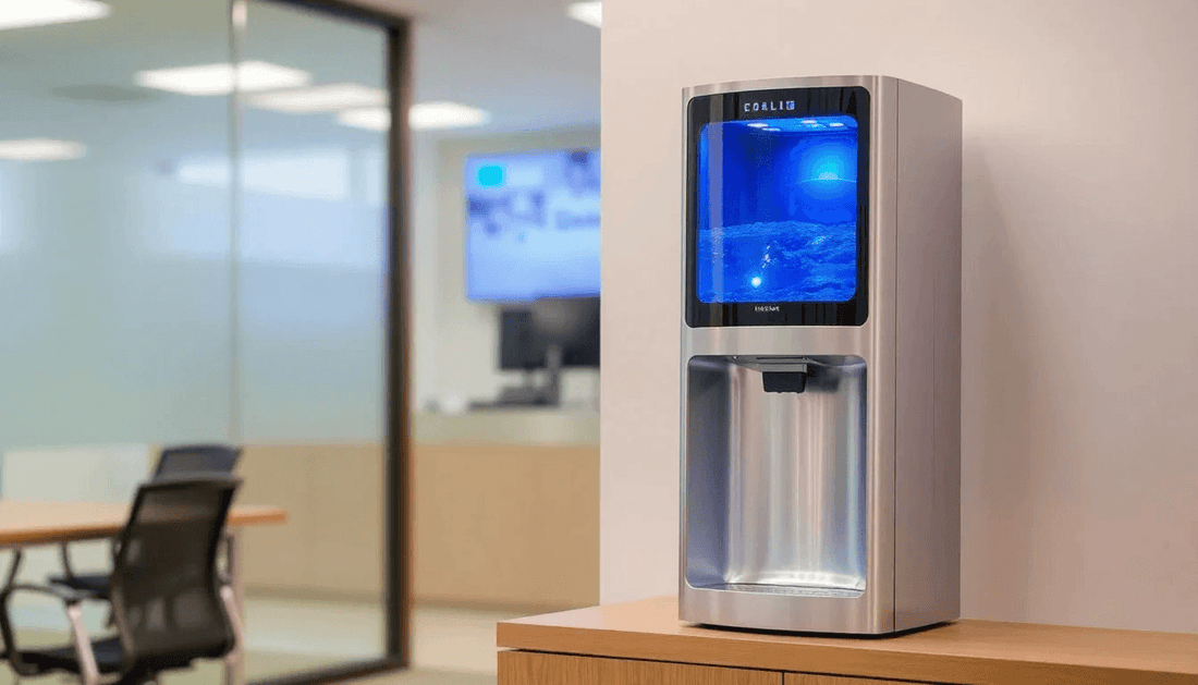 Modern water dispenser in an office setting