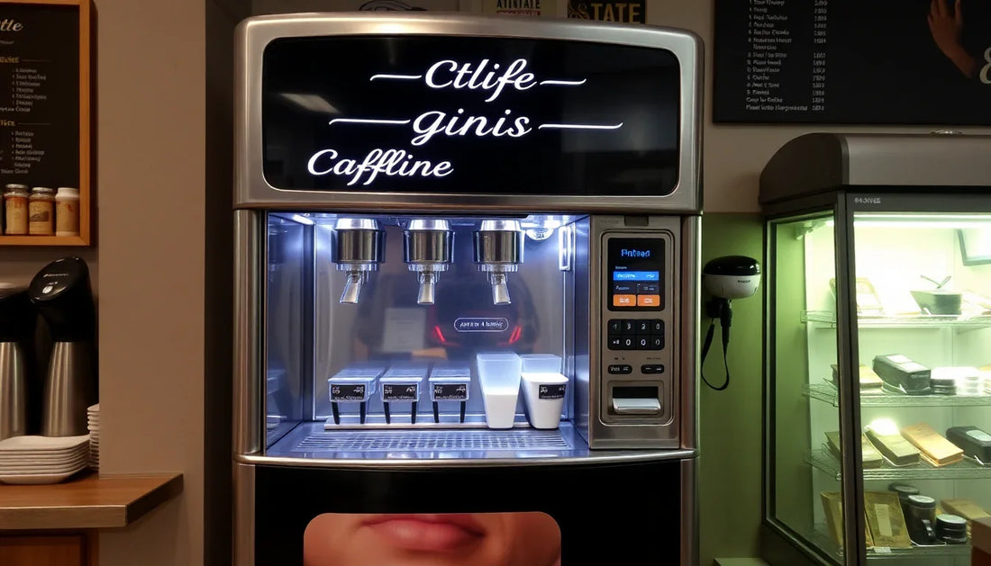 Atlantis vending machine wholesale Mizoram featuring a modern coffee dispenser with illuminated display and cup holder