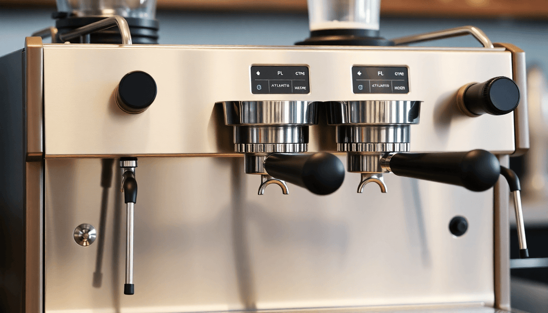 A manual Atlantis coffee machine with three lanes brewing coffee