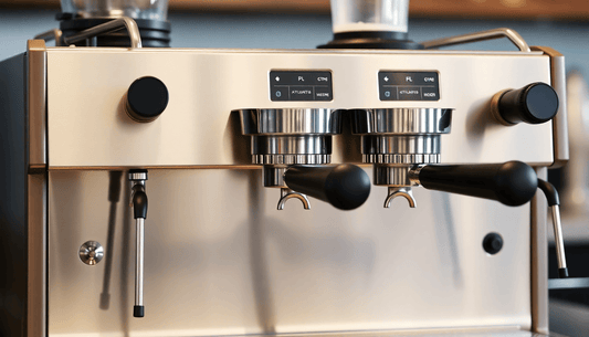 A manual Atlantis coffee machine with three lanes brewing coffee