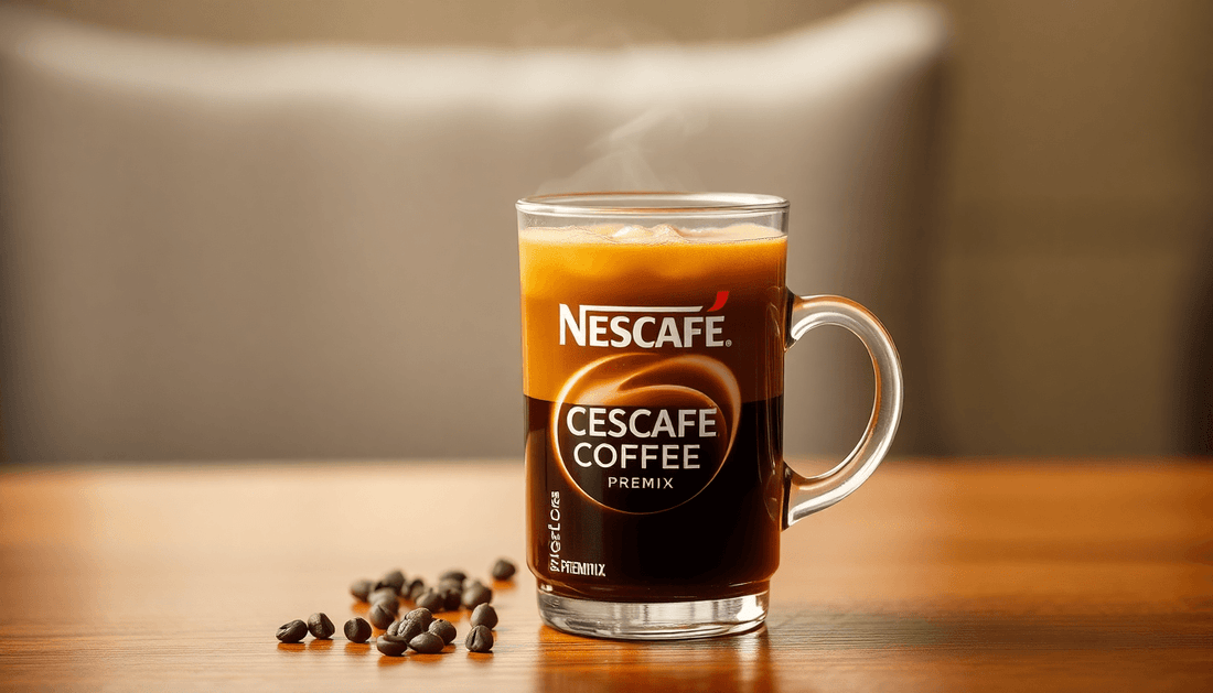 A steaming cup of NESCAFÉ Classic Coffee Premix on table