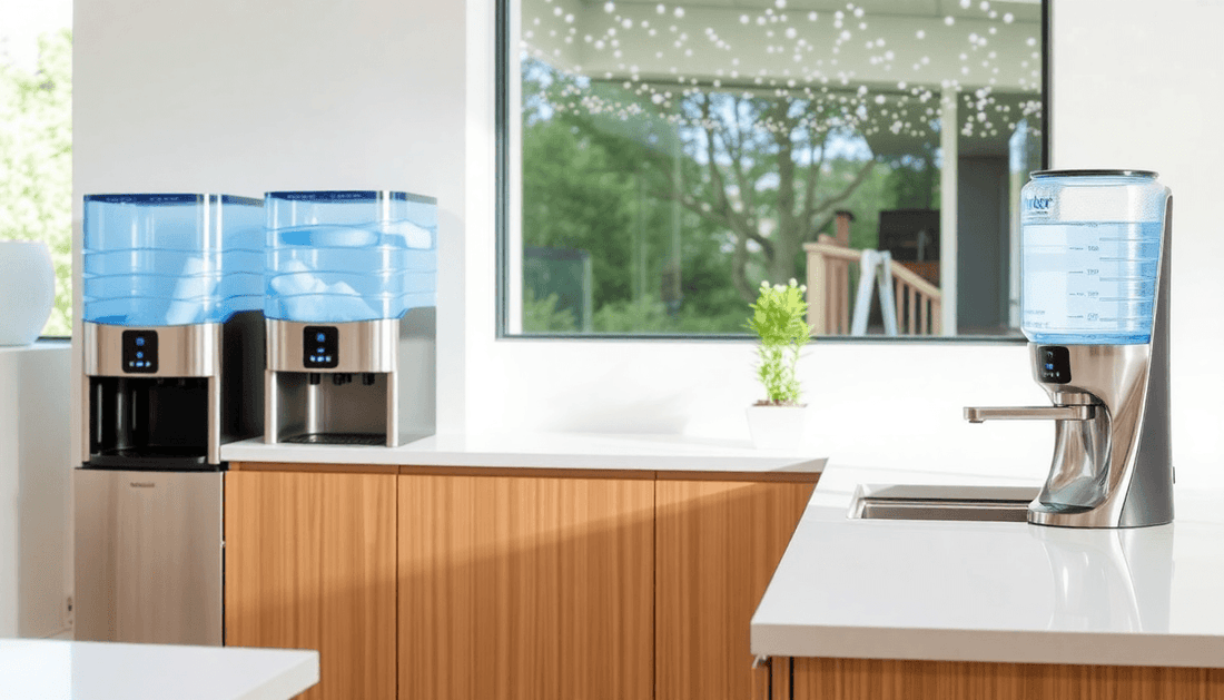 Modern water dispensers in a bright kitchen