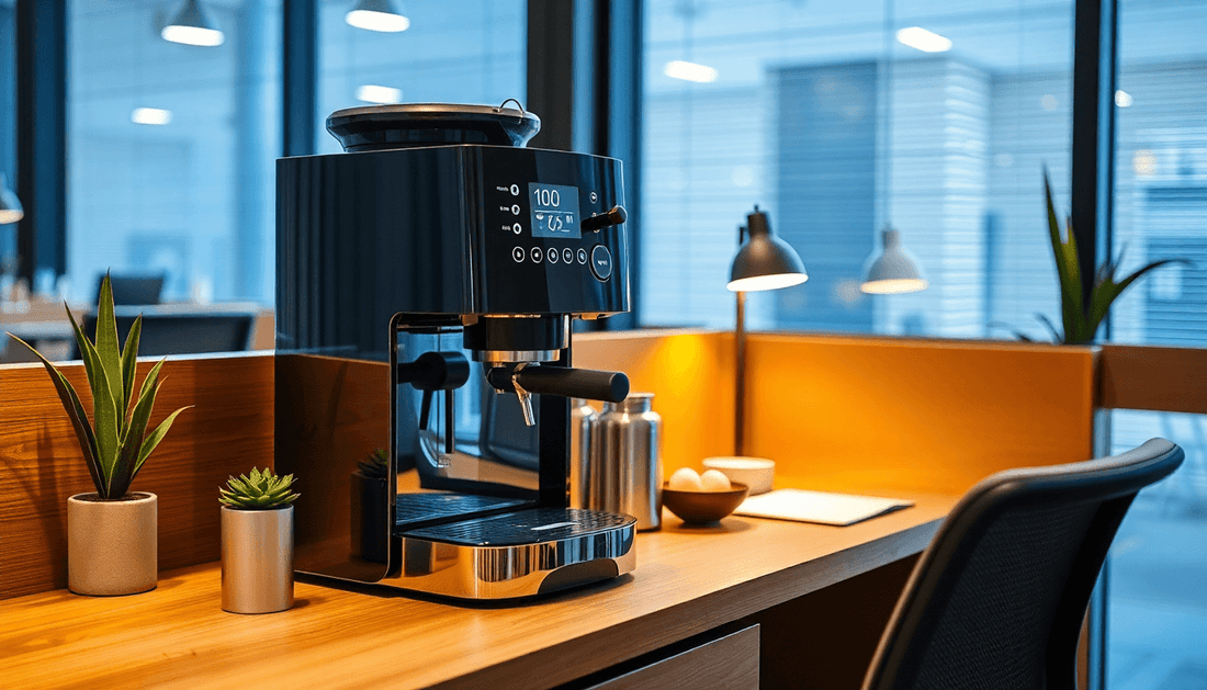 Modern coffee machine in a cozy Noida office
