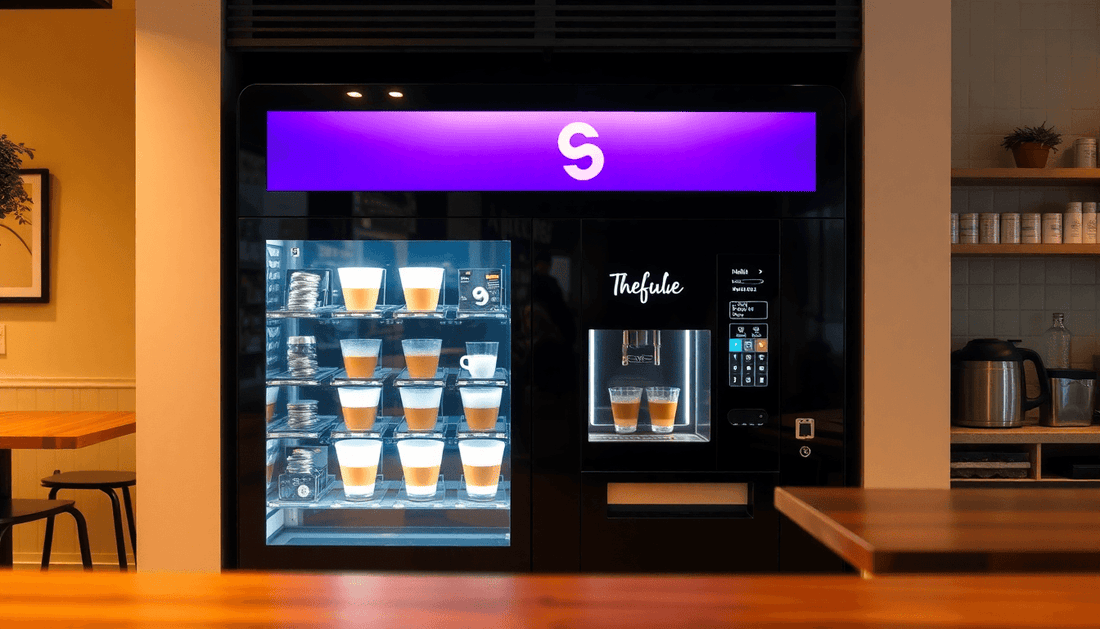 A modern coffee vending machine in a cafe