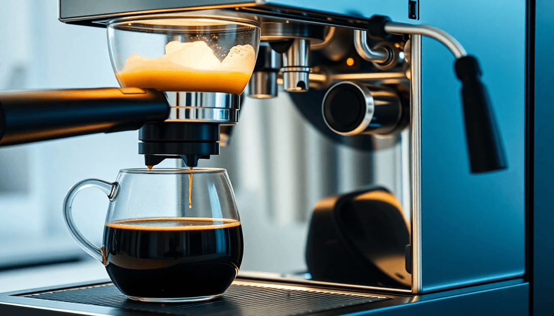A modern coffee machine brewing fresh coffee