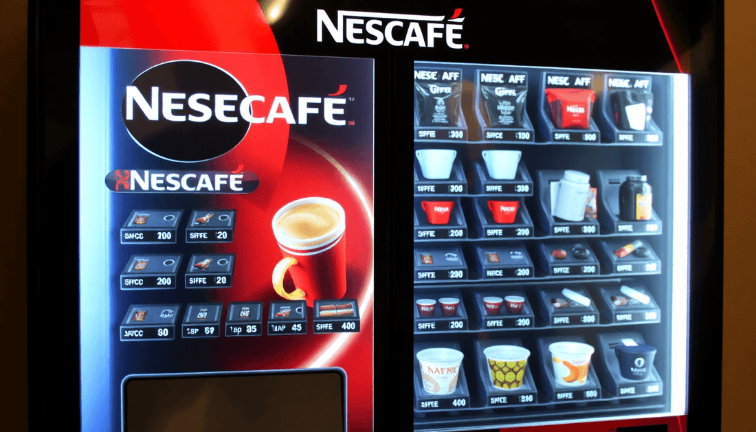 Nescafe 2 Lane Vending Machine dispensing coffee