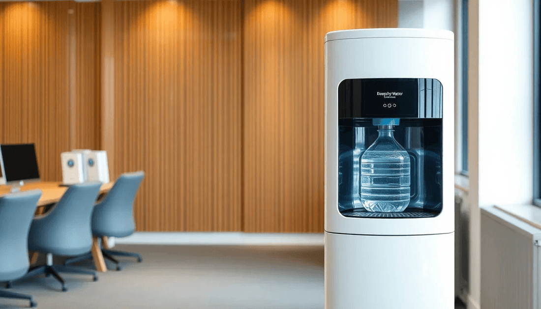 Modern drinking water dispenser in an office setting