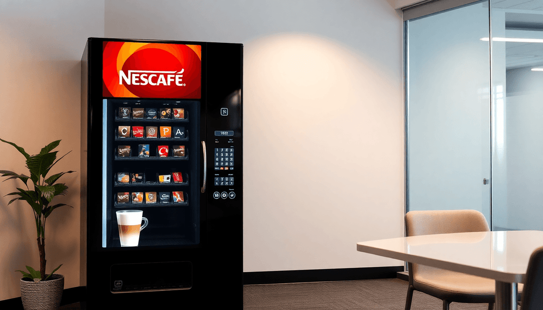 Modern Nescafe coffee vending machine in office setting