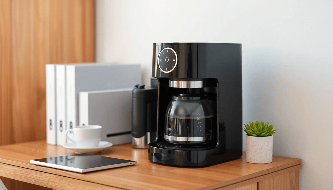 A compact tea coffee machine on small office desk