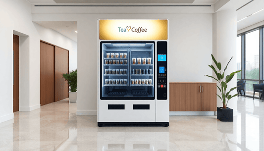 A sleek 2 lane tea-coffee vending machine in office