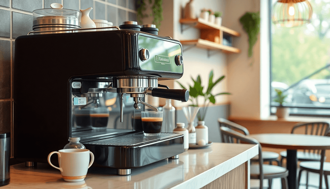 Modern coffee machine in a cozy Noida cafe