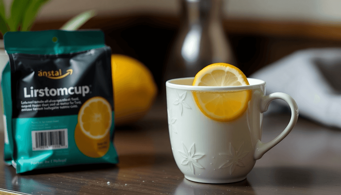 A cup of lemon tea with Amazon Instacup pack beside