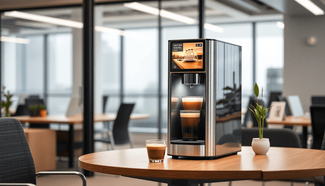 Automatic coffee and tea vending machine on office table