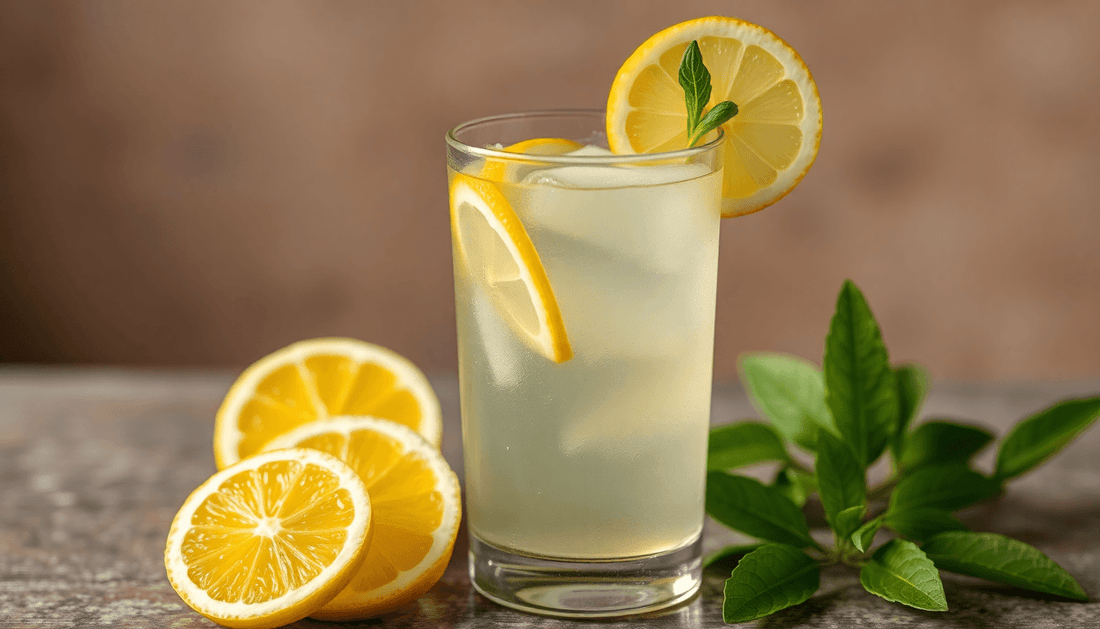 A glass of refreshing Nimbu Pani with lemon slices