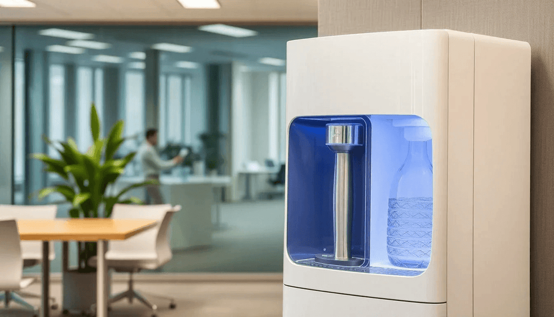 Modern water dispenser in an office setting