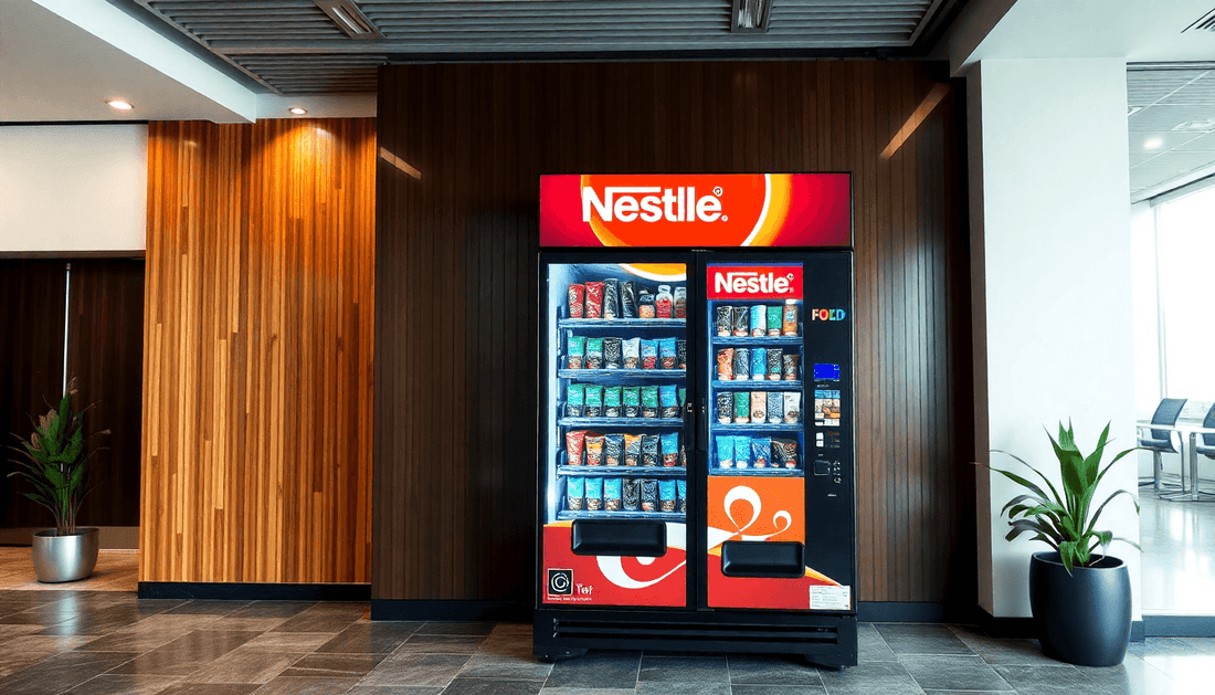 Nestle coffee vending machine in a modern office lobby