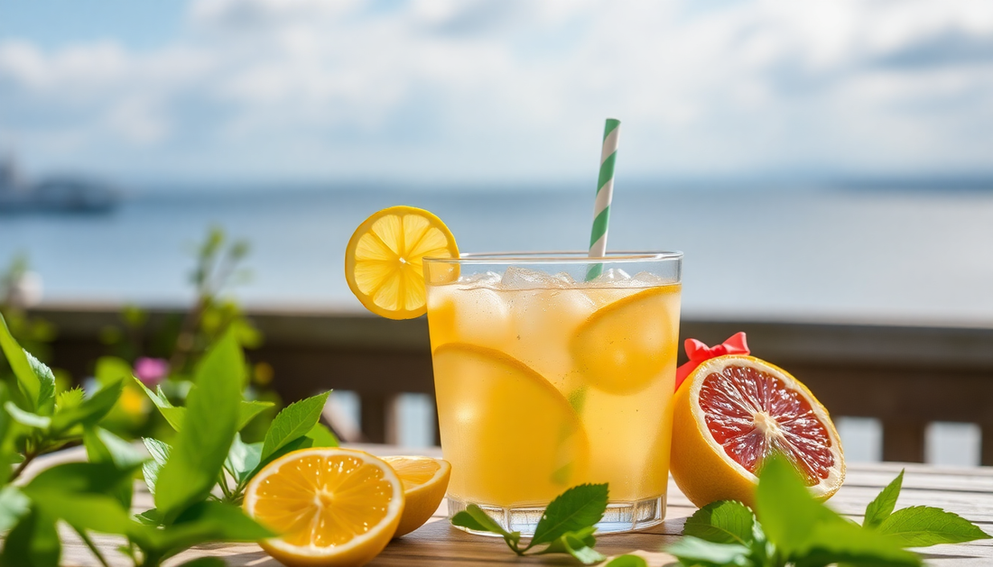 Refreshing lemon drink in a summer setting