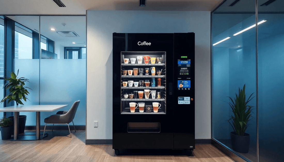 Modern coffee vending machine in a corporate office