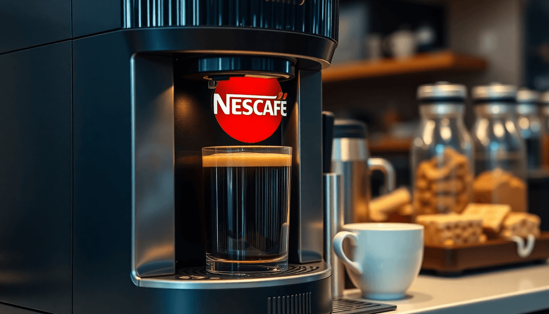 Nescafe coffee machine brewing fresh coffee in cafe