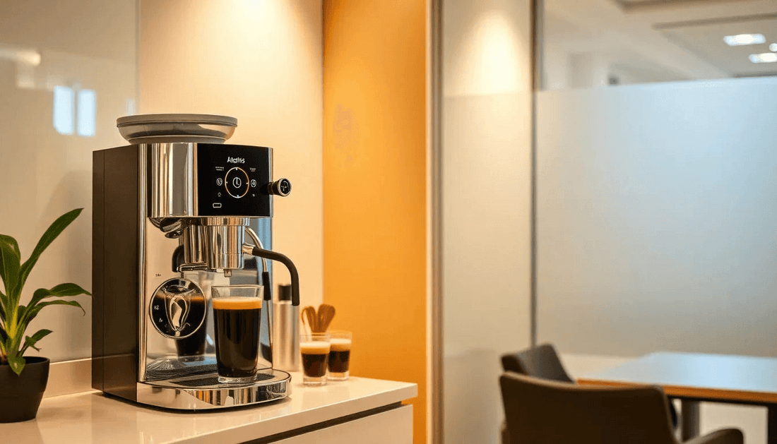 Modern Atlantis coffee machine in a Ghaziabad office setting